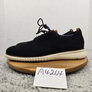 Cole Haan Mens 11 2.ZeroGrand Black Stitchlite Knit Business Casual Oxford Shoe